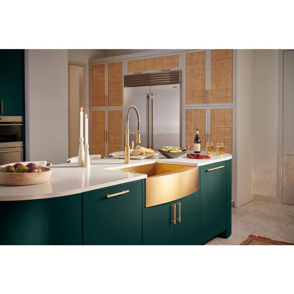 30-Inch Brass Tone Matte Gold Stainless Steel Farmhouse Sink