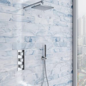 Hightower Day Blue 3.03 in. x 12 in. Polished Glass Subway Wall Tile (5.05 sq. ft./Case)