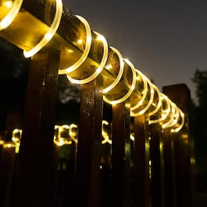 Outdoor 35.7 ft. Solar Powered Warm White LED Rope Light with 8 Modes (2-Pack) (2-Piece)