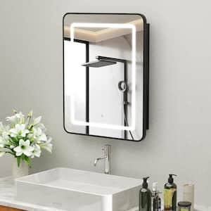 24 in. W x 30 in. H Bright Rectangular Black Wall Mount LED Lighted Medicine Cabinet with Mirror