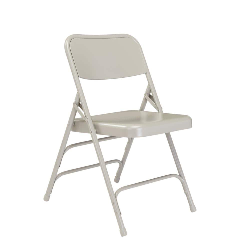 National Public Seating Grey Metal Stackable Folding Chair (Set of