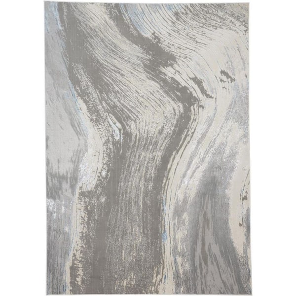 HomeRoots 2 x 3 Gray, Ivory Abstract Area Rug