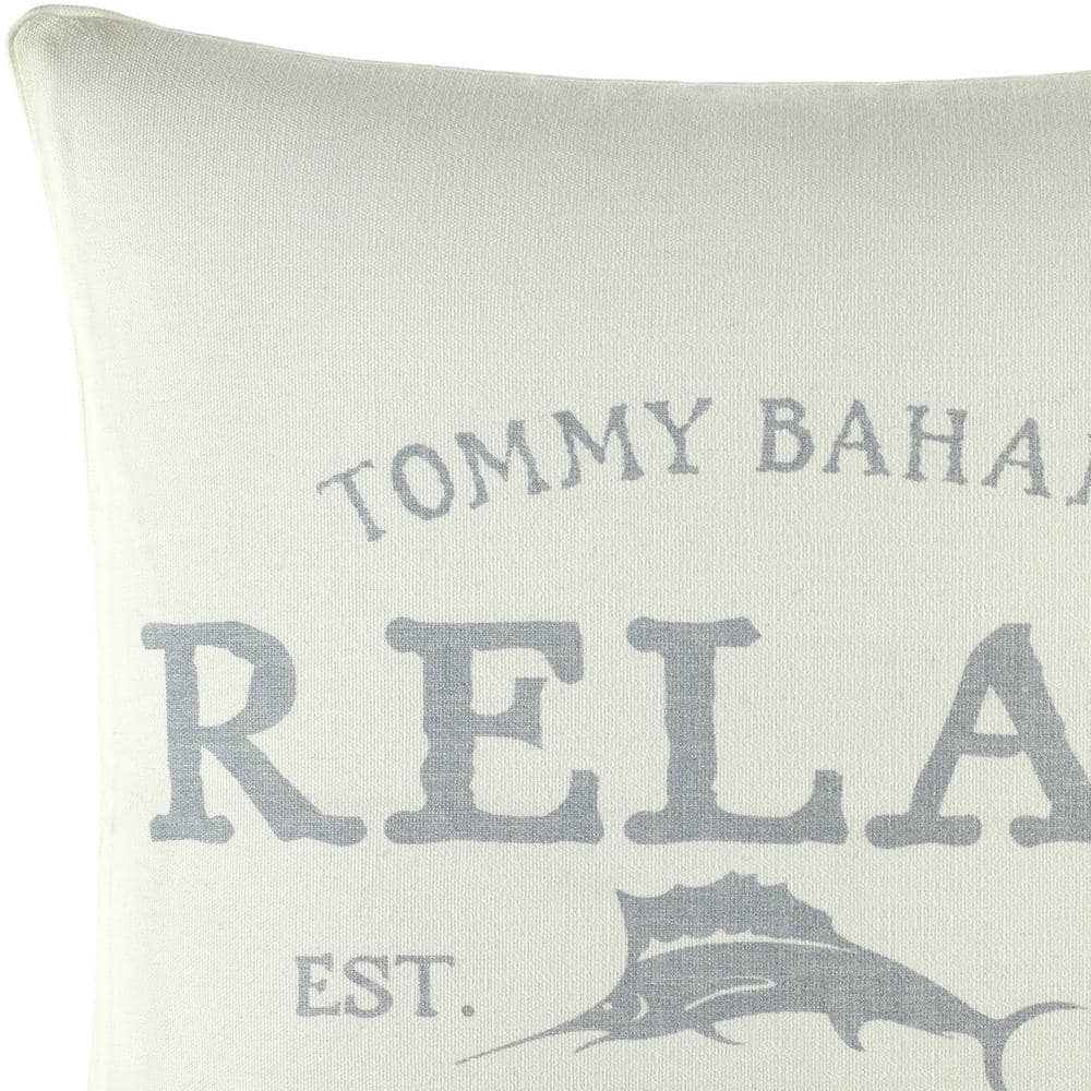 Tommy Bahama Off-White Cotton Square Throw Pillow with Zipper Closure