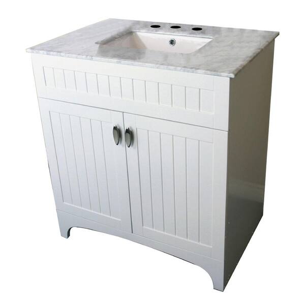 Bellaterra Home Temecula 32 in. W x 22 in. D Single Vanity in White with Marble Vanity Top in White with White Basin