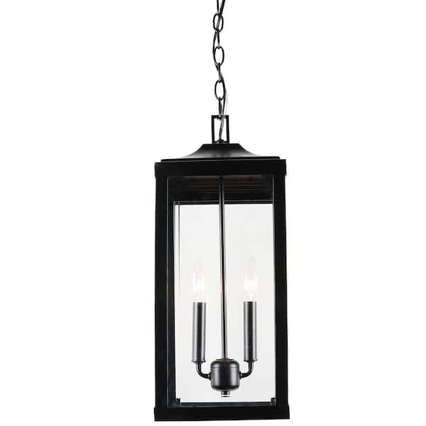 Unbranded 2 Light 20.2 in. Outdoor Hanging Lantern in Imperial Black