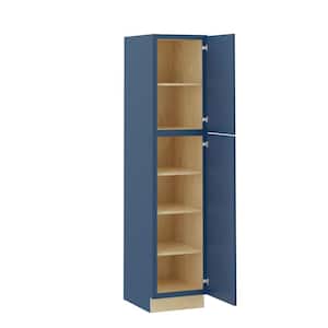 Grayson Mythic Blue Painted Plywood Shaker Assembled Pantry Kitchen Cabinet 4 ROT Sft Cl R 18 in W x 24 in D x 84 in H