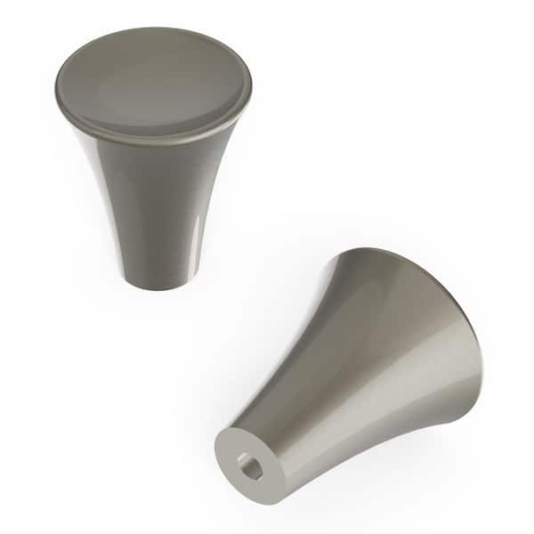 HICKORY HARDWARE Series Maven Collection Knob 15/16 in. Dia Satin Nickel Finish Modern Zinc Cabinet Knob 1-Pack