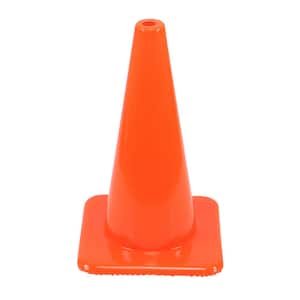 18 in. Orange PVC Flow Safety Cone with Orange Base