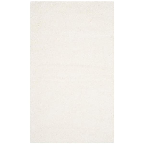 SAFAVIEH Santa Monica Shag White Doormat 3 ft. x 5 ft. Solid Area Rug
