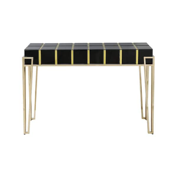 Camden Isle Tuxedo 47.25 in. Black Rectangle Glass Console Table