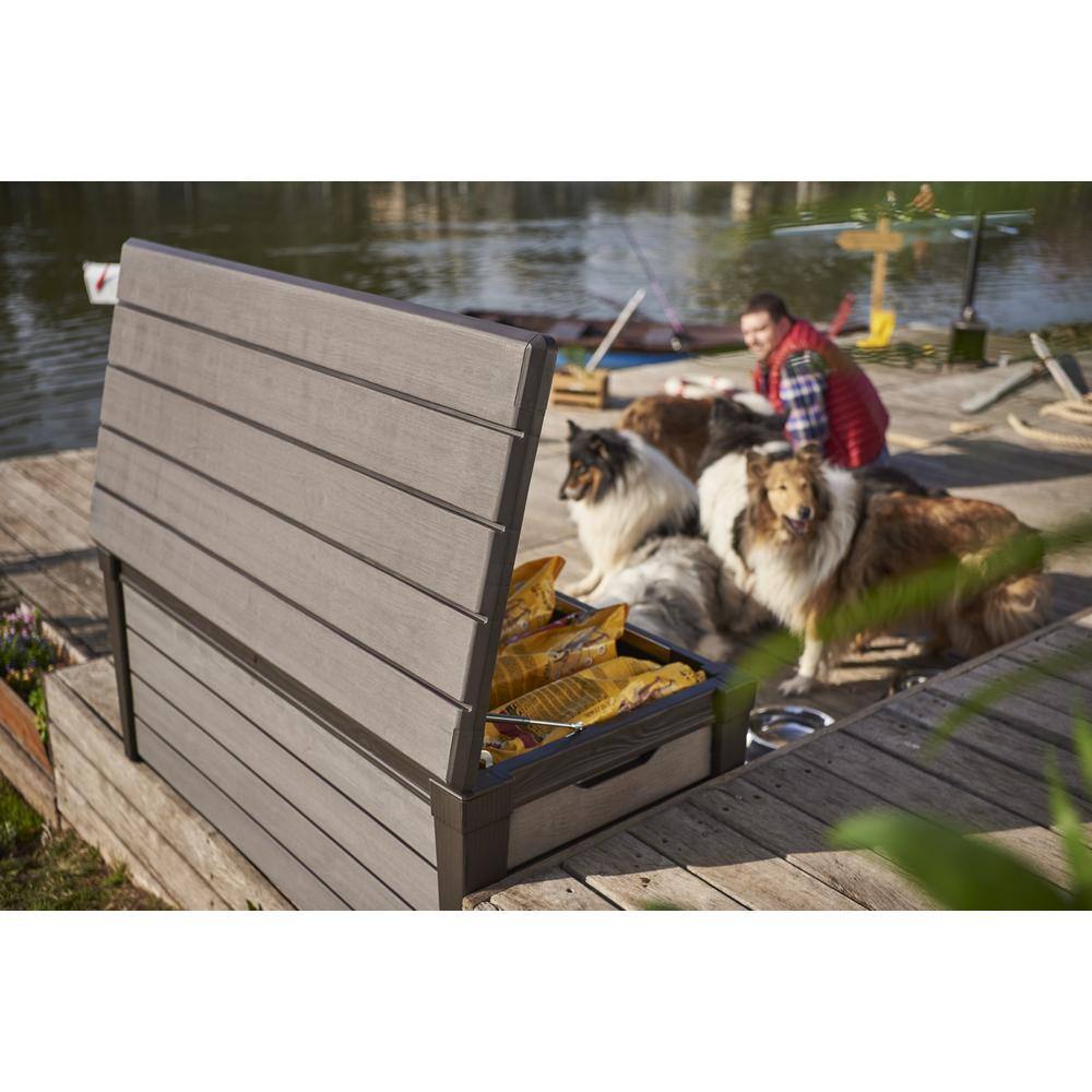 Keter Brown Lockable Plastic Wicker Outdoor Deck Box