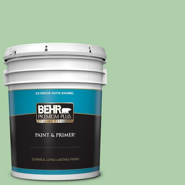 BEHR PREMIUM PLUS 5 gal. #450D-4 Garden Room Satin Enamel Exterior Paint & Primer