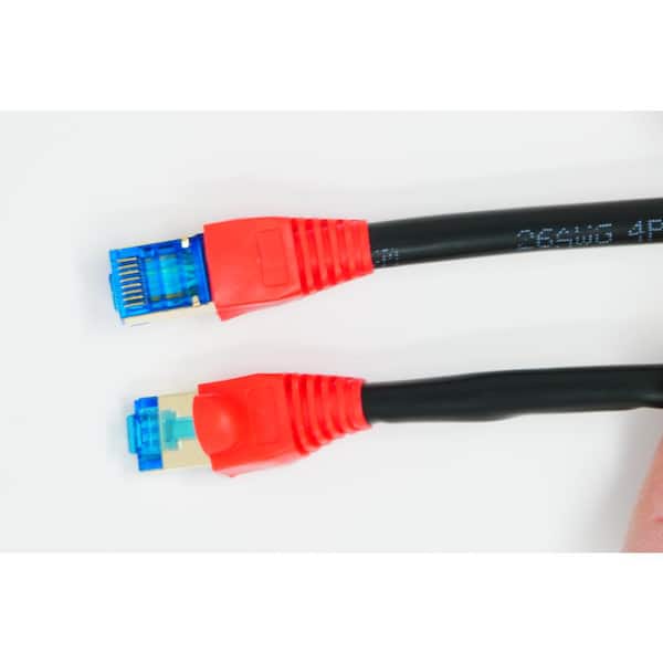 Category 7 10gig Industrial Outdoor High Flex Ethernet Cable, RJ45  Male/Plug, S/FTP Doubled Shielded, 26AWG Stranded, TPE, Black, 3FT