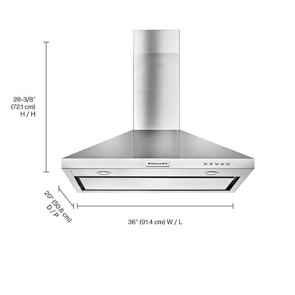 36 in. Convertible Wall Mount Range Hood in Stainless Steel