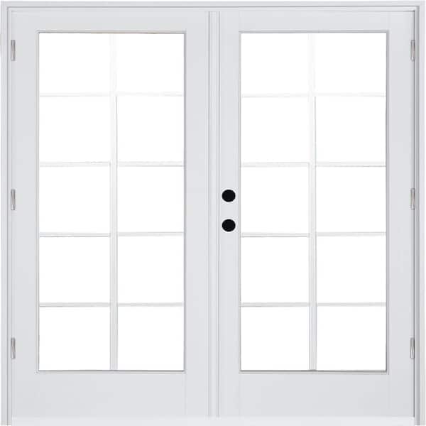 MP Doors 60 in. x 80 in. Fiberglass Smooth White Right-Hand Outswing Hinged Patio Door with 10-Lite GBG