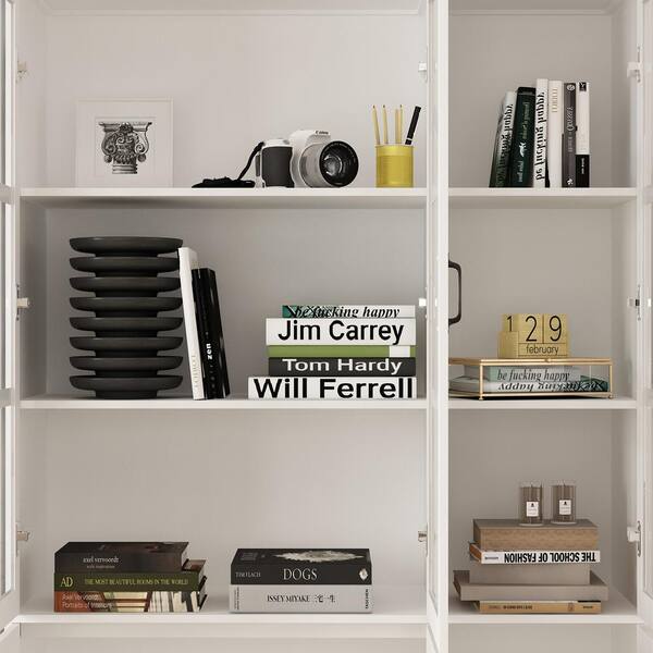 FUFU&GAGA White Wooden Accent Storage Cabinet, Bookcase, Sideboard ...