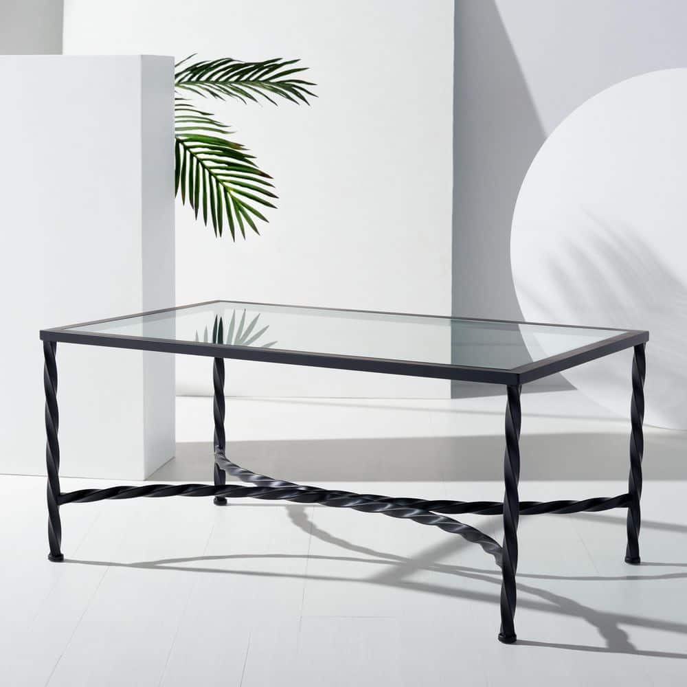 Matilda 24.3 in. Black Rectangle Glass Coffee Table