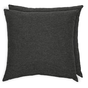 Oceantex 18 in. x 18 in. Ink Black Square Outdoor Throw Pillow (2-Pack)
