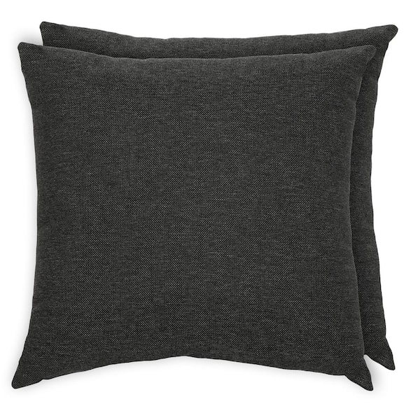 ARDEN SELECTIONS Oceantex 18 in. x 18 in. Ink Black Square Outdoor Throw Pillow (2-Pack)