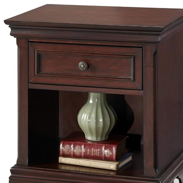 Home Styles Chesapeake Classic Cherry Finished Four Storage Drawers Constructed from Mahogany Solids with Cherry Veneers with Brushed Silver Hardware