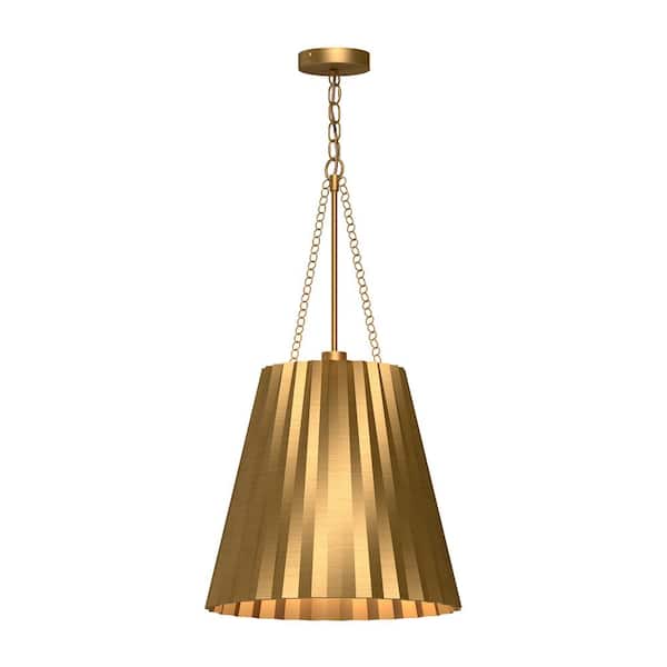 Plisse 16 in. 1 Light 60-Watt Aged Gold Pendant Light