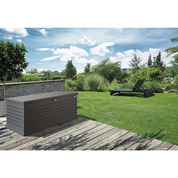 Leisuretime 210 gal. Metallic Dark Grey Steel 28in. H x 71.3 in. W x 31.1 in. D Deck Box
