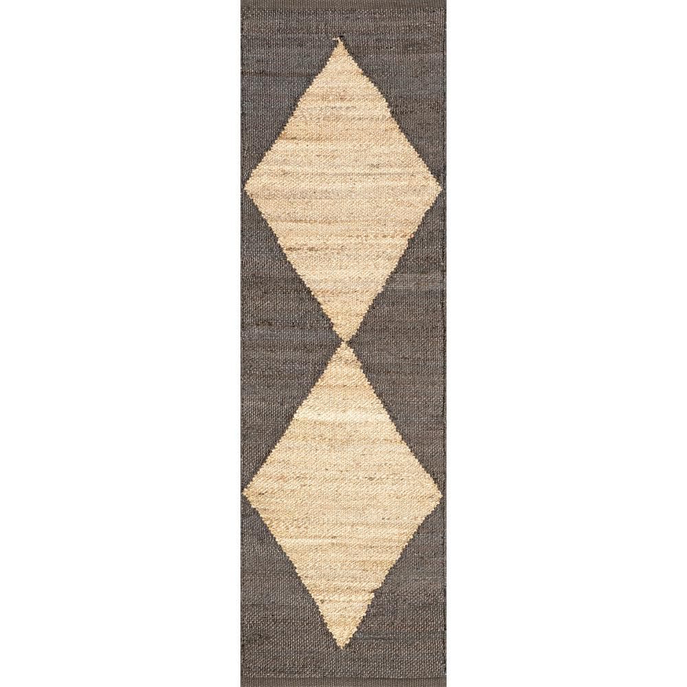 RataNa nuLOOM Pandora Diamond Jute Black 2 ft. 6 in. x 6 ft. Runner Rug
