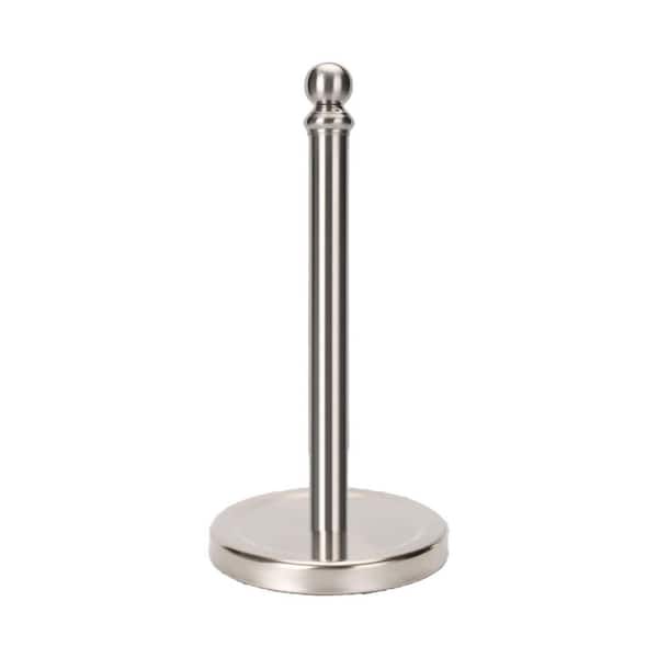 Countertop Brushed Nickel Paper Towel Holder Stand Stable Weighted Base Non Slip Easy Assembly for Kitchen