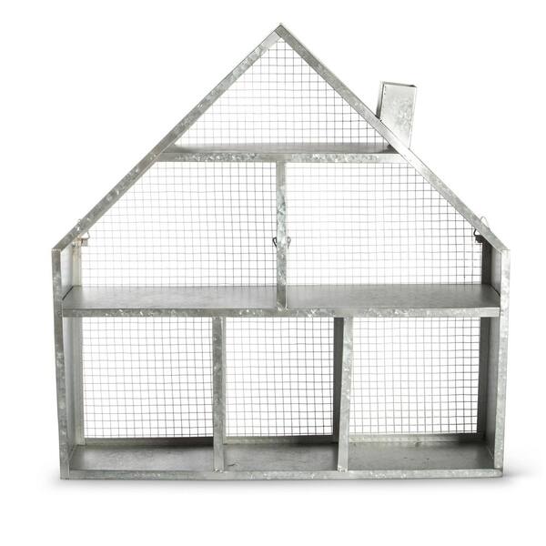 Lone Elm Studios 23.5 in. x 27 in. Galvanized Metal A-Frame House Shaped Wall Shelf