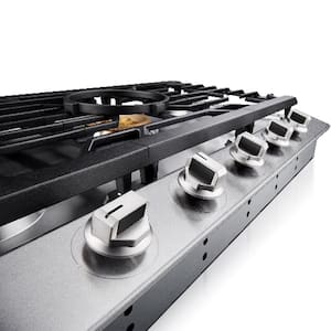 Tri-Ring 36 in. Gas Cooktop in Stainless Steel with 5 Burners Including Flame Failure Device