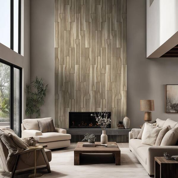 Ansley Amber 8 in. x 40 in. Matte Porcelain Wood Look Floor and