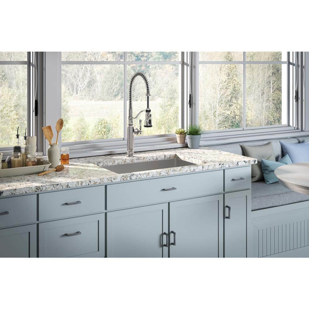 Vibrant Stainless Steel Semi-Professional Kitchen Faucet with Pull-Down Spray