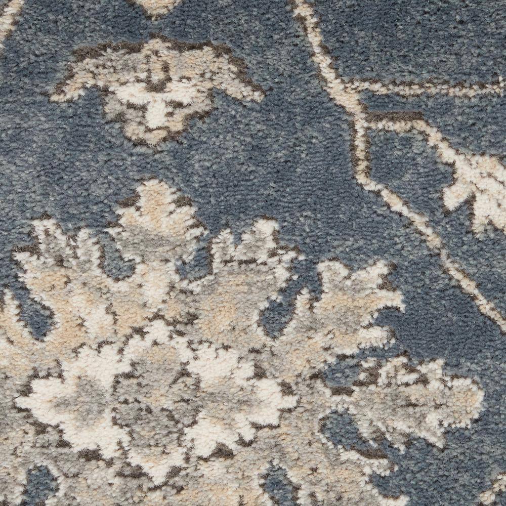 Slate Blue Floral Medallion 26" Hand-Knotted Easy-Care Rug