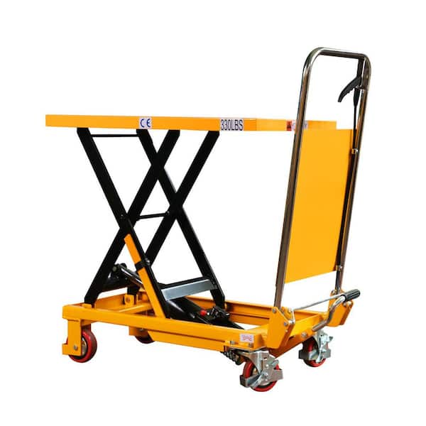 APOLLOLIFT 29 in. Max Lift Height Single Scissor Lift Table 330 lbs. Manual Lifting Table Cart with Hydraulic Foot Pump