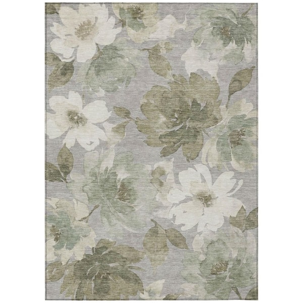 Chantille Machine Washable Indoor/Outdoor Abstract ACN3014 Silver 5 ft. x 7 ft. 6 in. Area Rug