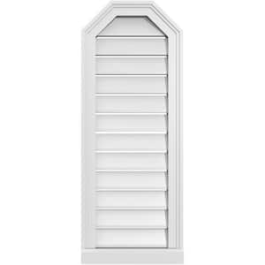 14" x 36" Octagonal Top Surface Mount PVC Gable Vent: Functional with Brickmould Sill Frame