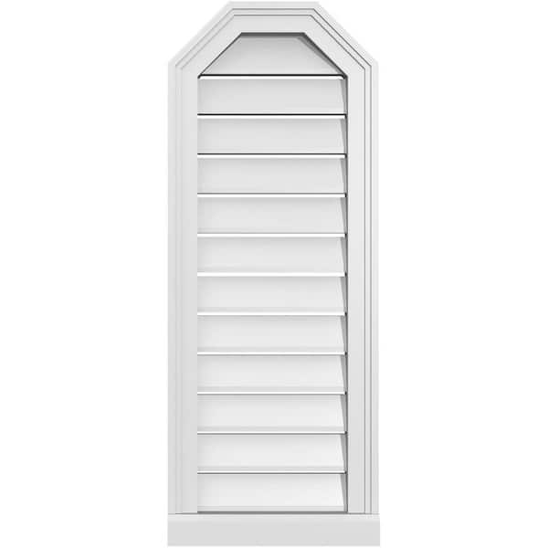 Ekena Millwork 14" x 36" Octagonal Top Surface Mount PVC Gable Vent: Functional with Brickmould Sill Frame