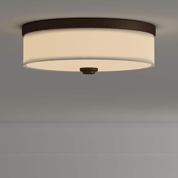 Progress Lighting 10 in. Weaver Collection 1-Light Antique Bronze Integrated LED Flush Mount