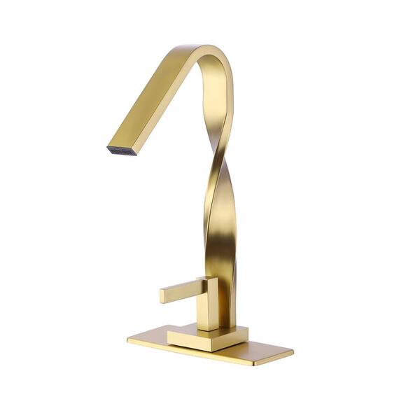 FORCLOVER 8 in. Widespread Single Handle Bathroom Faucet in Brushed Gold (1-Pack)