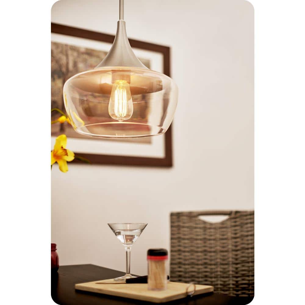 Ava 13" Brushed Nickel Schoolhouse Pendant with Clear Glass Shade