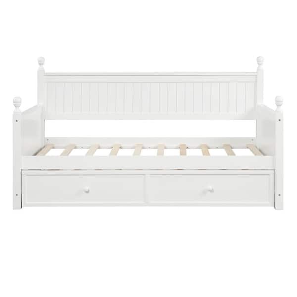 Utopia 4niture Janica White Twin Size Daybed with Twin Size Trundle