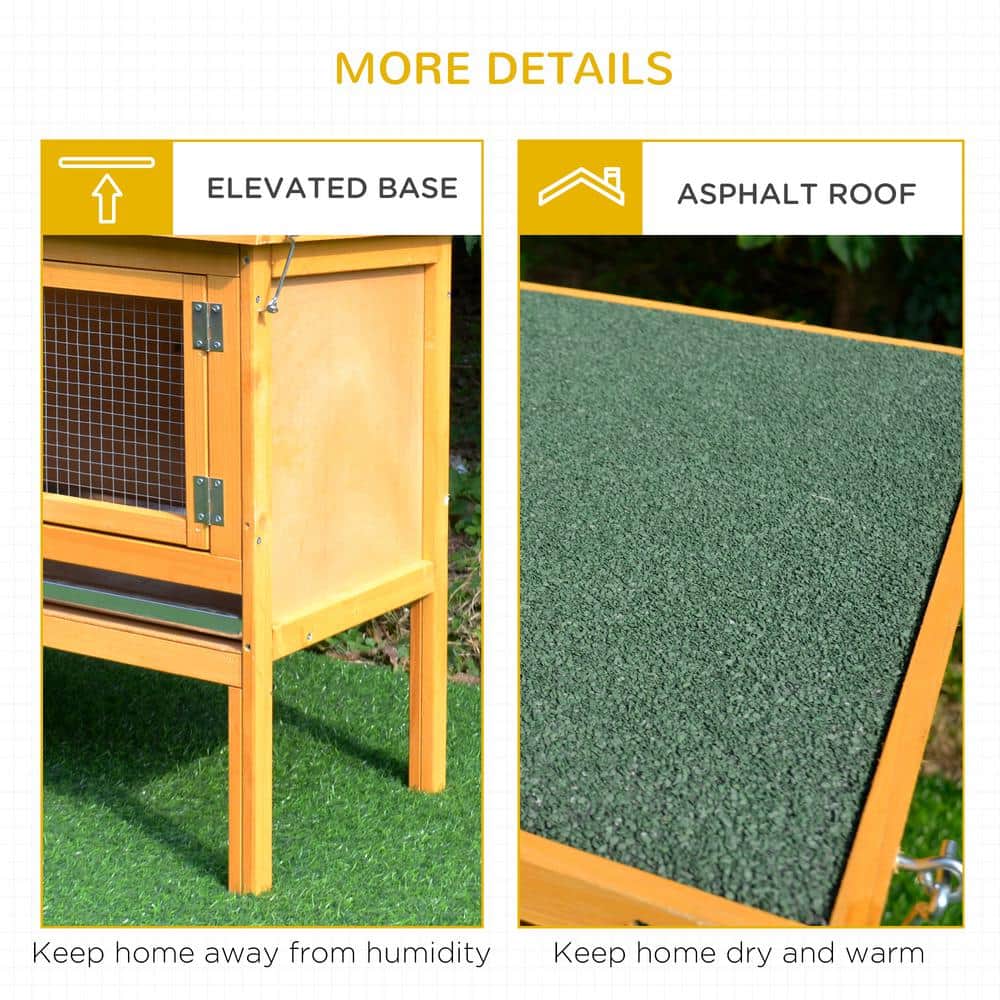 Yellow Fir Wood Outdoor Guinea Pig Hutch with Green Roof