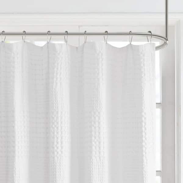 Eider White 72 in. Super Waffle Textured Solid Shower Curtain