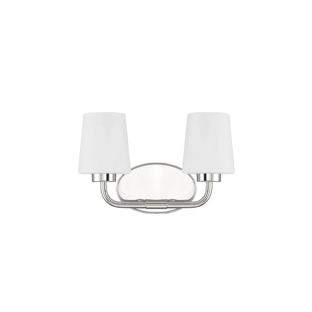 Capra Polished Nickel 2-Light Vanity with White Opal Glass Shades
