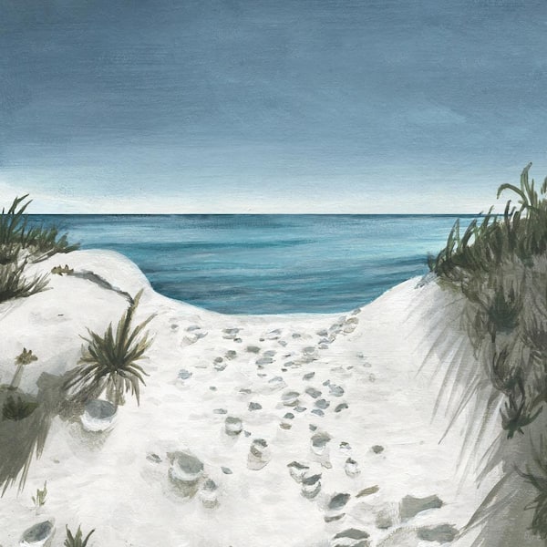 Unbranded "Beach Footprints" by Marmont Hill Unframed Canvas Nature Art Print 48 in. x 48 in.