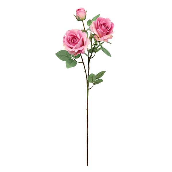 LIVING LUXURY 28 in. Rose Pink Artificial Rose Flower Stem Spray (Set of 4)