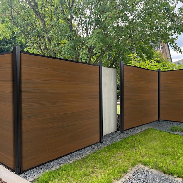Durable 5. 8ft. H x 5. 9ft. W Brown WPC Waterproof Composite Fence Panel