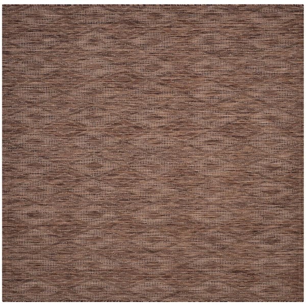 SAFAVIEH Courtyard Brown 5 ft. x 5 ft. Solid Diamond Indoor/Outdoor Patio  Square Area Rug