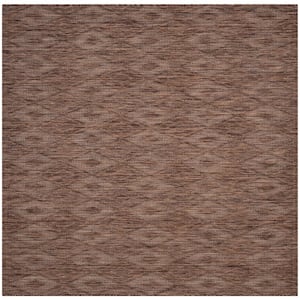 Courtyard Brown 7 ft. x 7 ft. Square Solid Indoor/Outdoor Patio  Area Rug