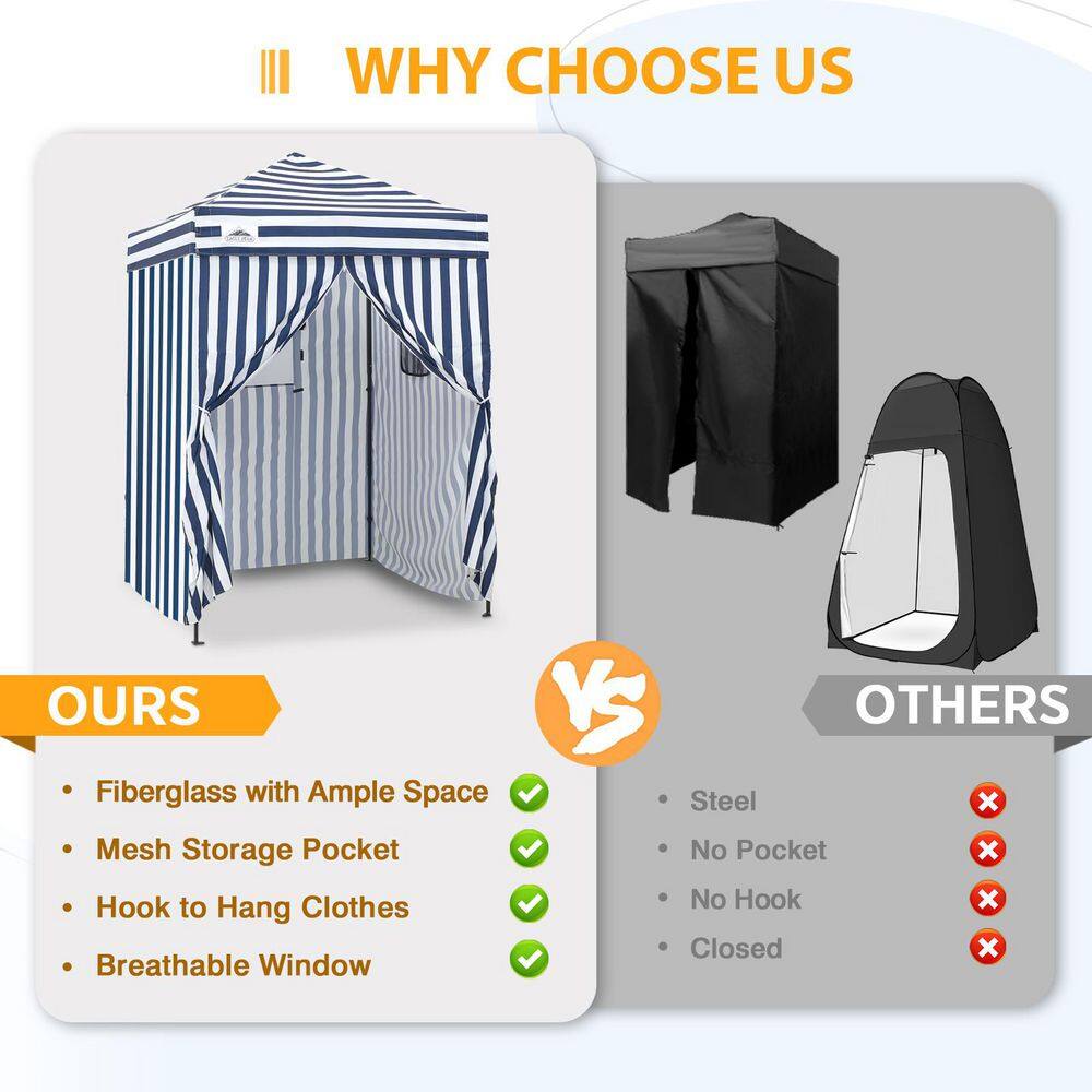 Ultra Compact Blue and White Striped Pop-Up Canopy Tent